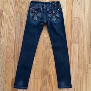 Miss Me Size 29 JP5046SKL Dark Blue Low Rise Skinny Jeans Embellished Y2K